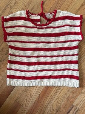 Blu Pepper Red & cream Striped Knit sweater